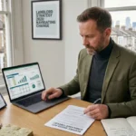 A financial graph illustrating UK rental yields and property costs