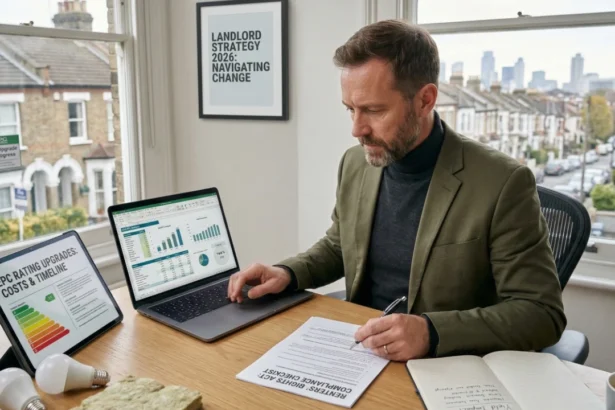 A financial graph illustrating UK rental yields and property costs