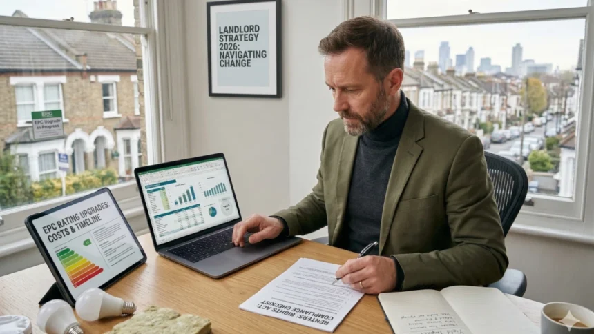 A financial graph illustrating UK rental yields and property costs