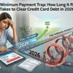 A close-up of a credit card statement with visible minimum payment details